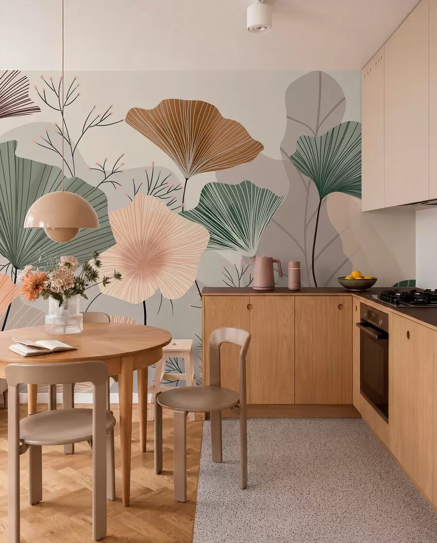 wall murals стилски листови лотоса w04815