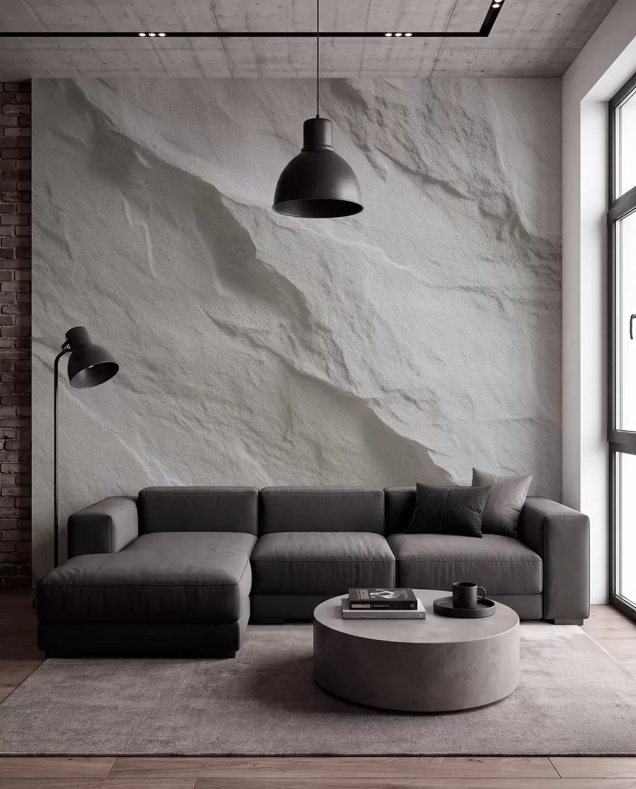 wall murals имитација белог камена у дизајну ентеријера w04818