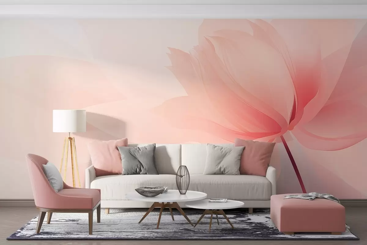 wall murals Велики цвет у нежним бресквасто-ружичастим тоновима w09356