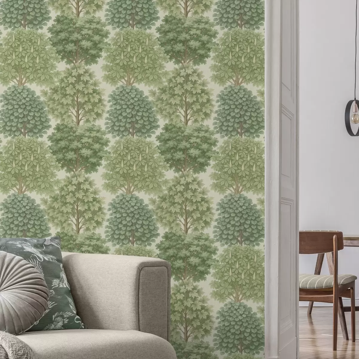 Позадина Башта са дрвећем у меком зеленилу на светлом тлу a00775