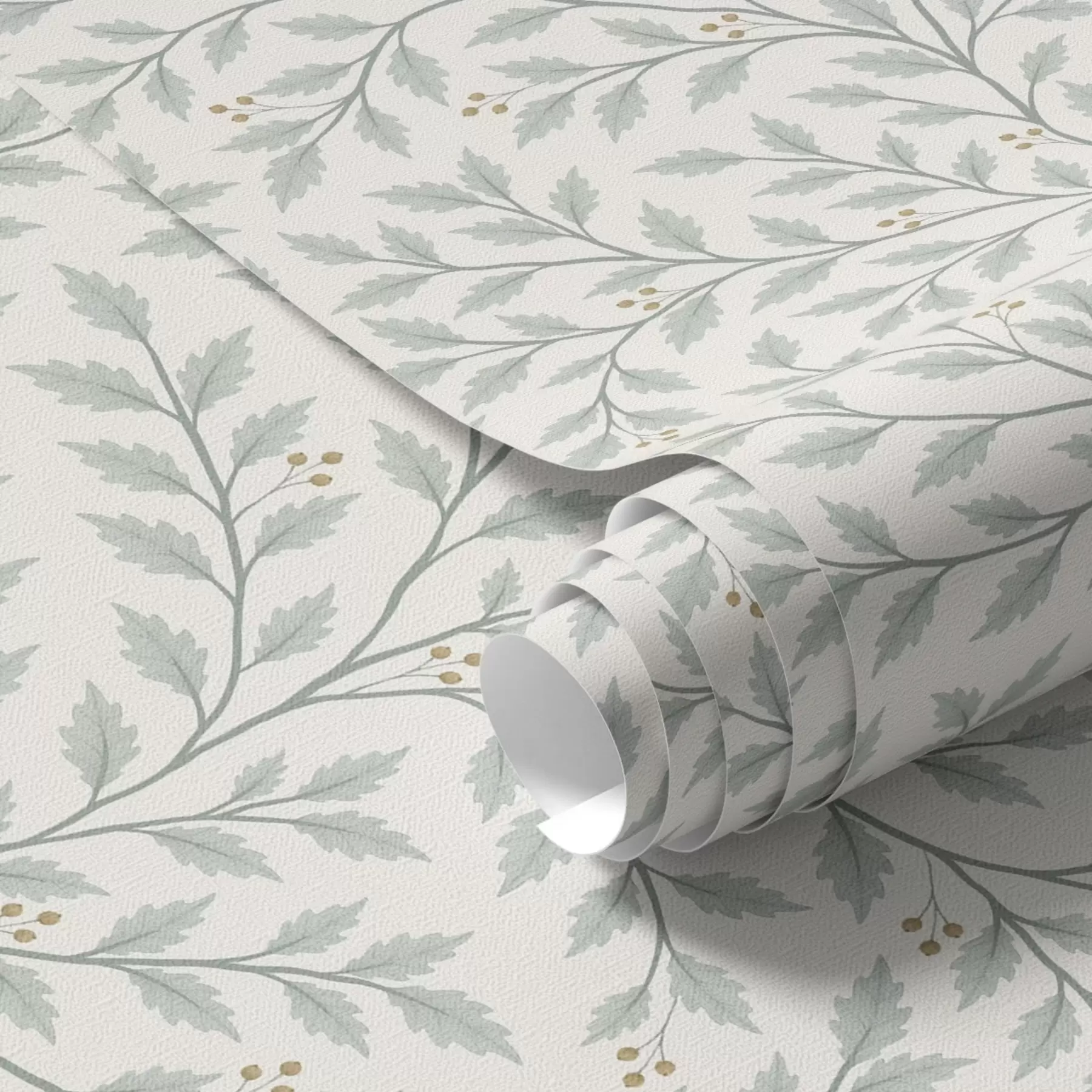 wall murals Гране са лишћем и бобицама, светло кремасте боје и жалфије a00783