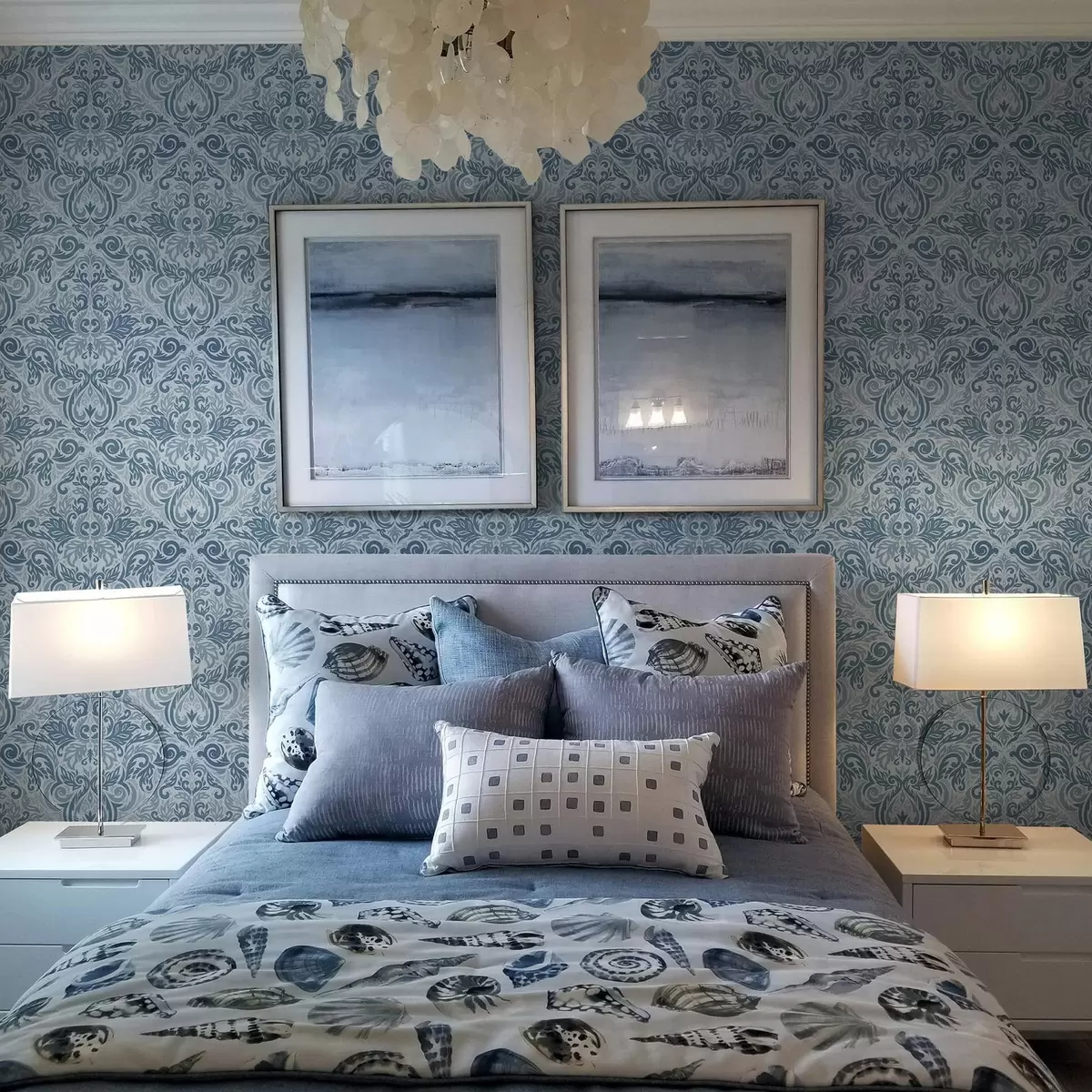 Позадина Класични дамаск, тамноплава на светлоплавој подлози a00826