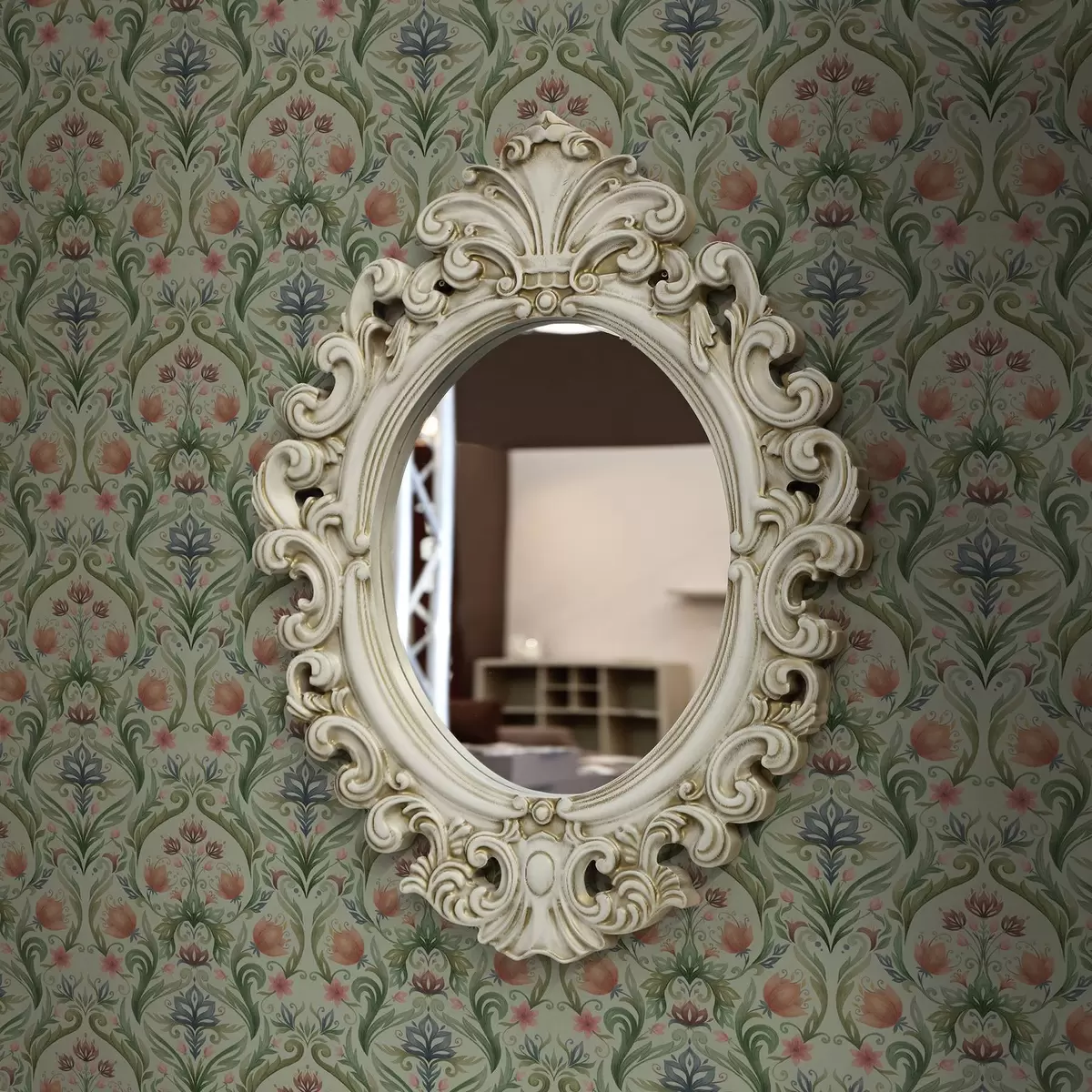 Позадина Симетрични цветни орнамент, палета боје менте и крема a00827v1