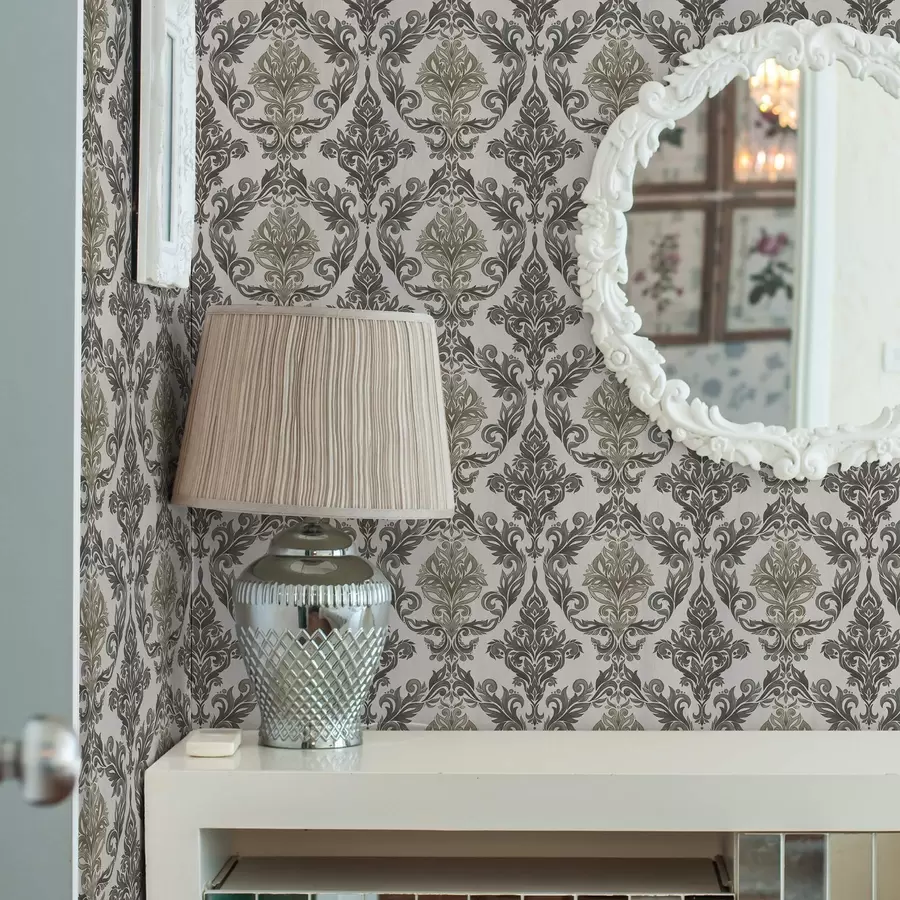 wall murals Дамаск на светлој подлози, маслинасто-бронзани акценти a00828v6