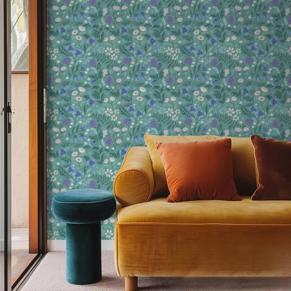 Позадина Дивље цвеће и бобице на позадини меке менте a00849