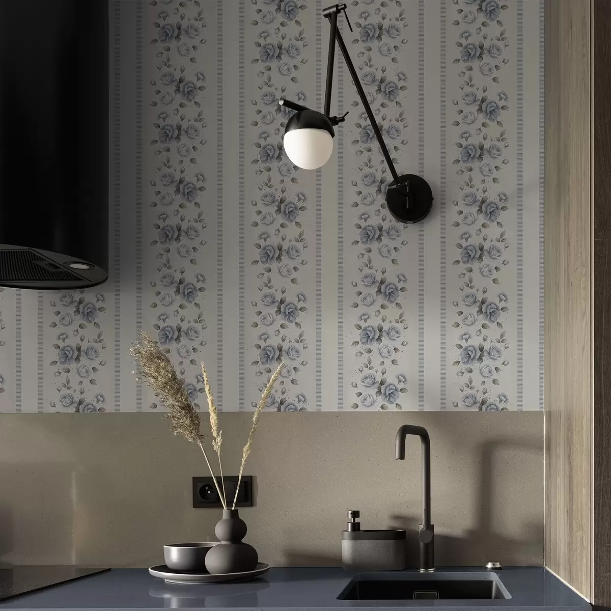 Позадина Плаве руже у вертикалним тракама на светлој позадини a00860