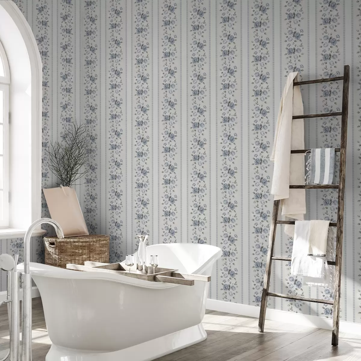 Позадина Плаве руже у вертикалним тракама на светлој позадини a00860