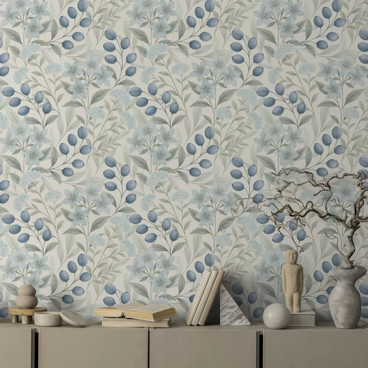 Позадина Боровнице и светло цвеће на слоновачи a00872