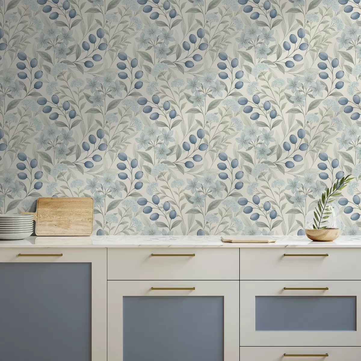 Позадина Боровнице и светло цвеће на слоновачи a00872