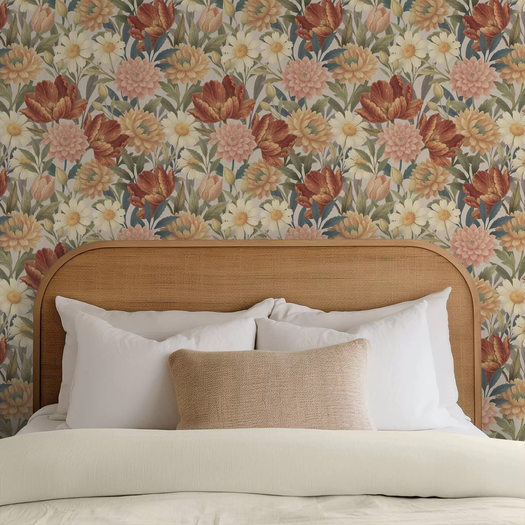 wall murals Винтажно баштенско цвеће у топлој теракоти и бресквиној боји a00874