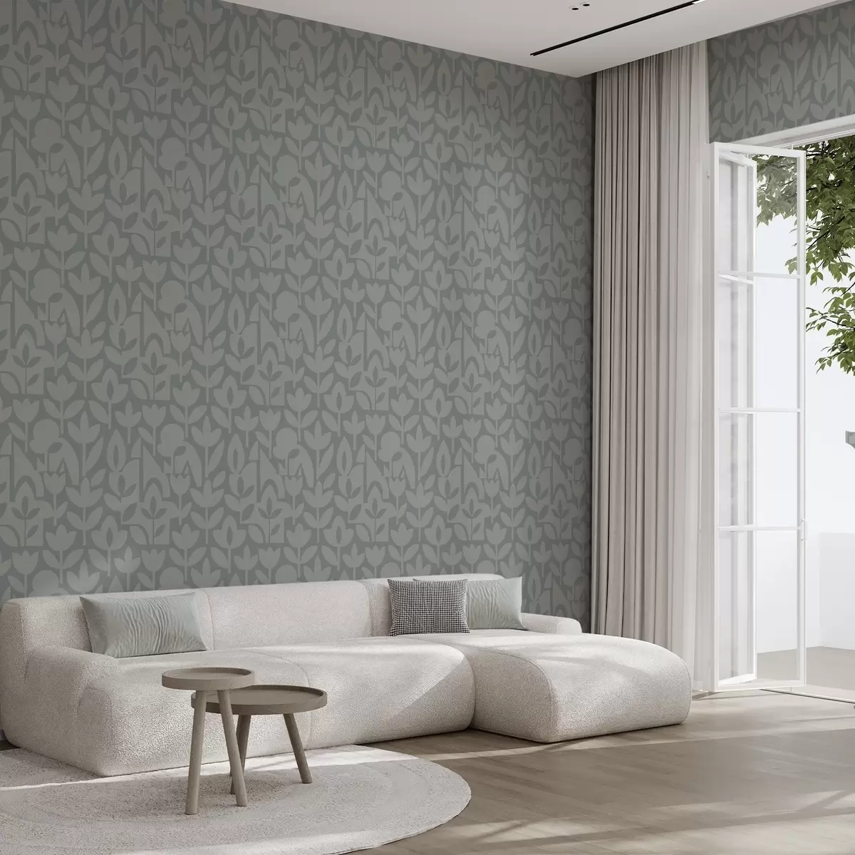 Позадина Геометријске цветне силуете у плавој боји a00875