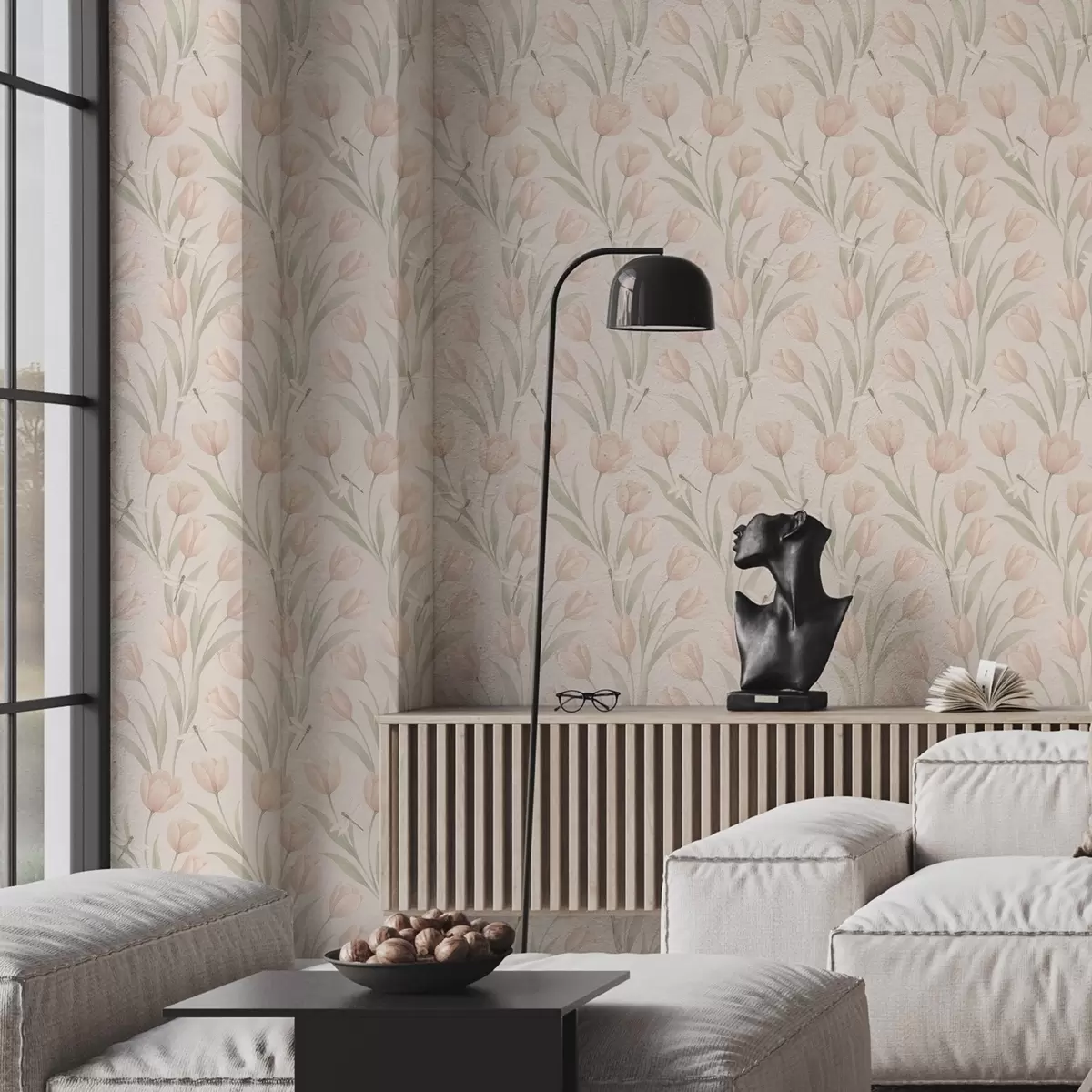 Позадина Пастелни тулипани са вилиним коњицима на руменилу a00876