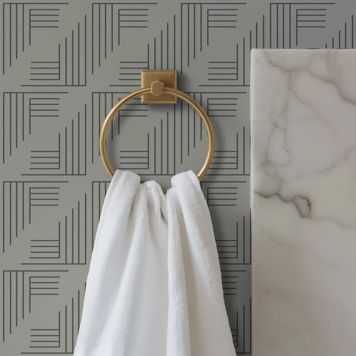 Позадина Линеарни угаони блокови који формирају квадрате на топло сивој боји a00907