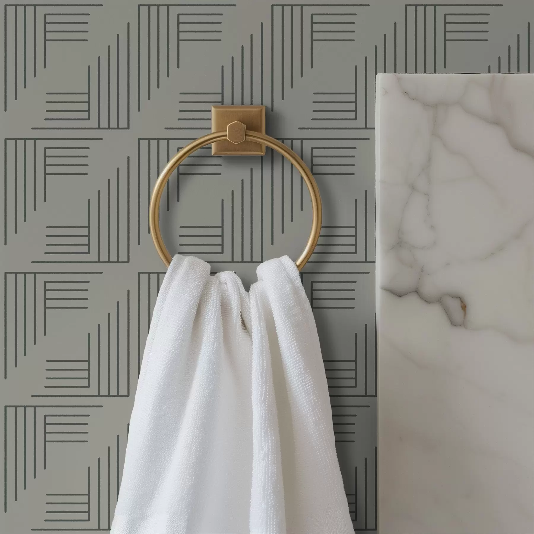 wall murals Линеарни угаони блокови који формирају квадрате на топло сивој боји a00907