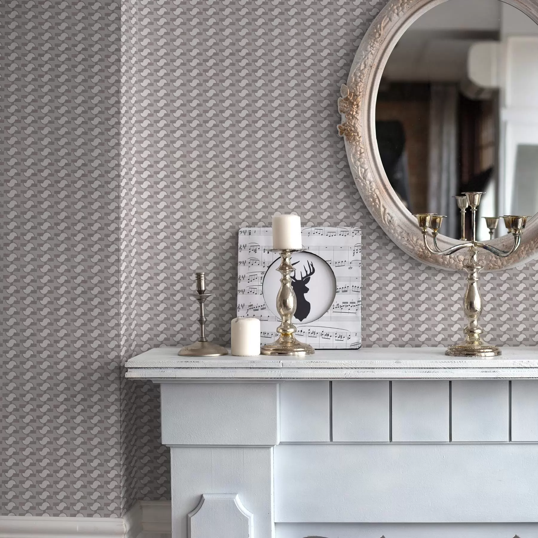 wall murals Модуларне плочице боје љубичасте боје са повезаним полукруговима a00915