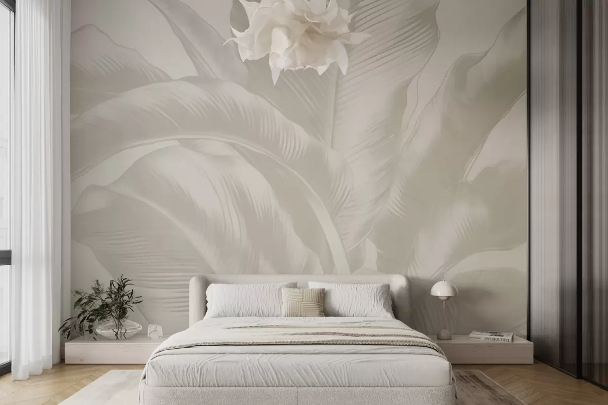 wall murals Дуги листови, листови банане са излизаним ефектом w04827