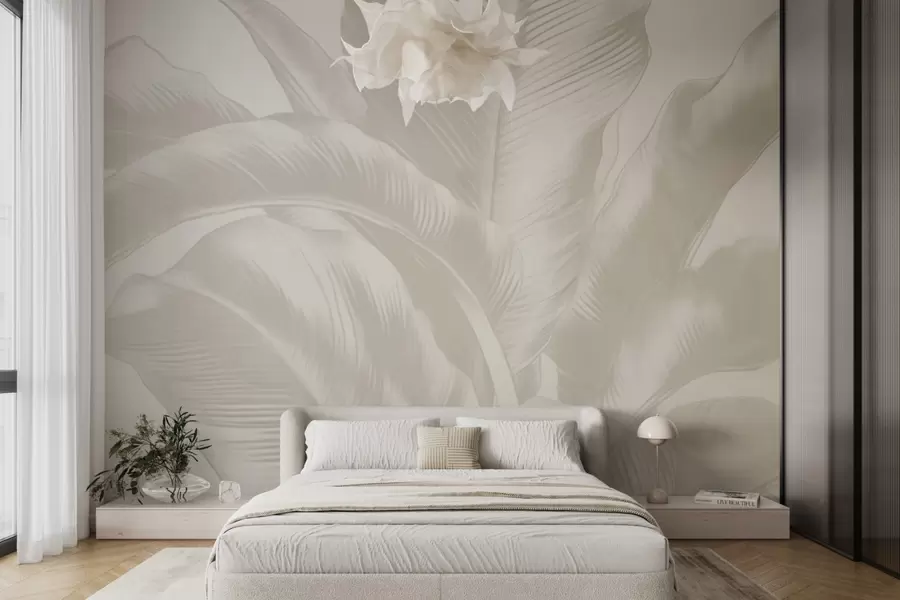 wall murals Дуги листови, листови банане са излизаним ефектом w04827