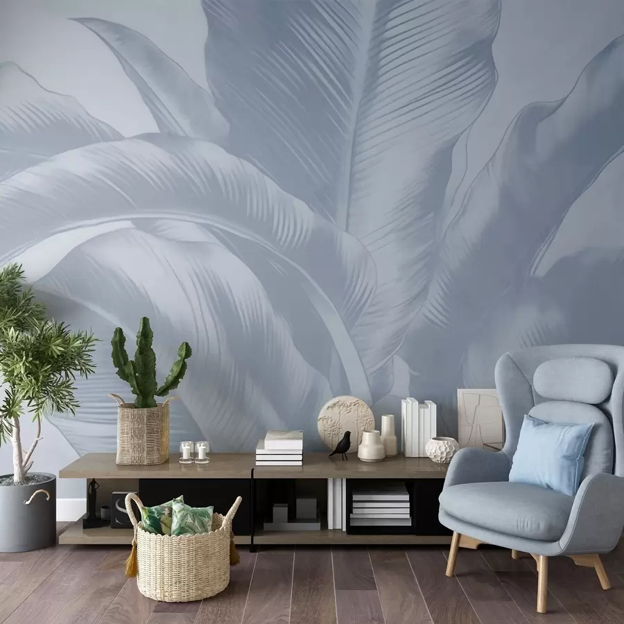 wall murals Дуги листови, листови банане са излизаним ефектом w04827v1