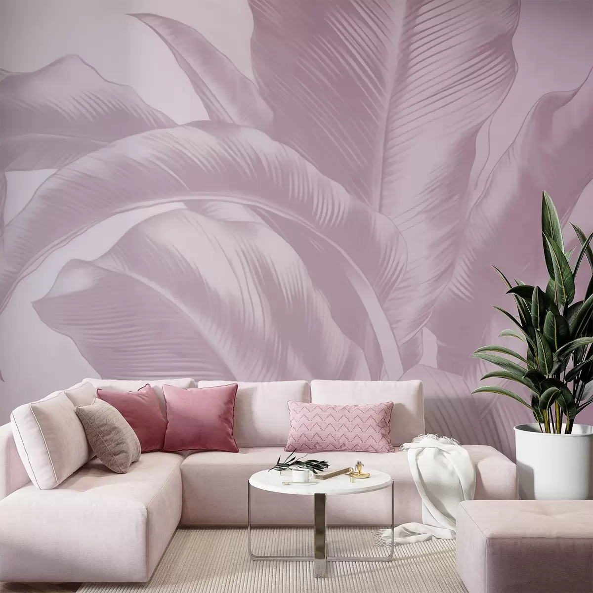 wall murals Дуги листови, листови банане са излизаним ефектом w04827v2