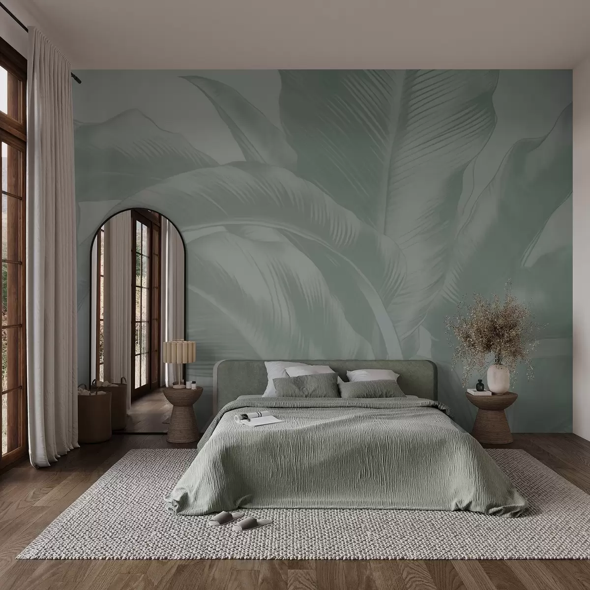 wall murals Дуги листови, листови банане са излизаним ефектом w04827v3
