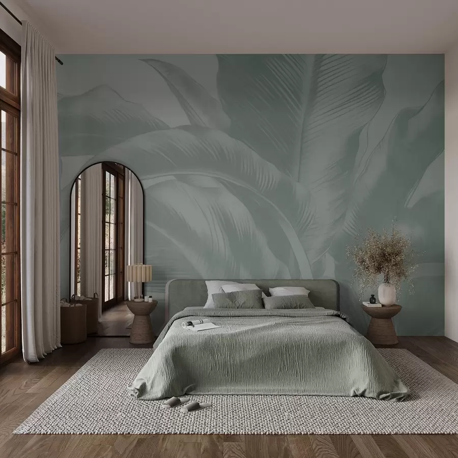 wall murals Дуги листови, листови банане са излизаним ефектом w04827v3