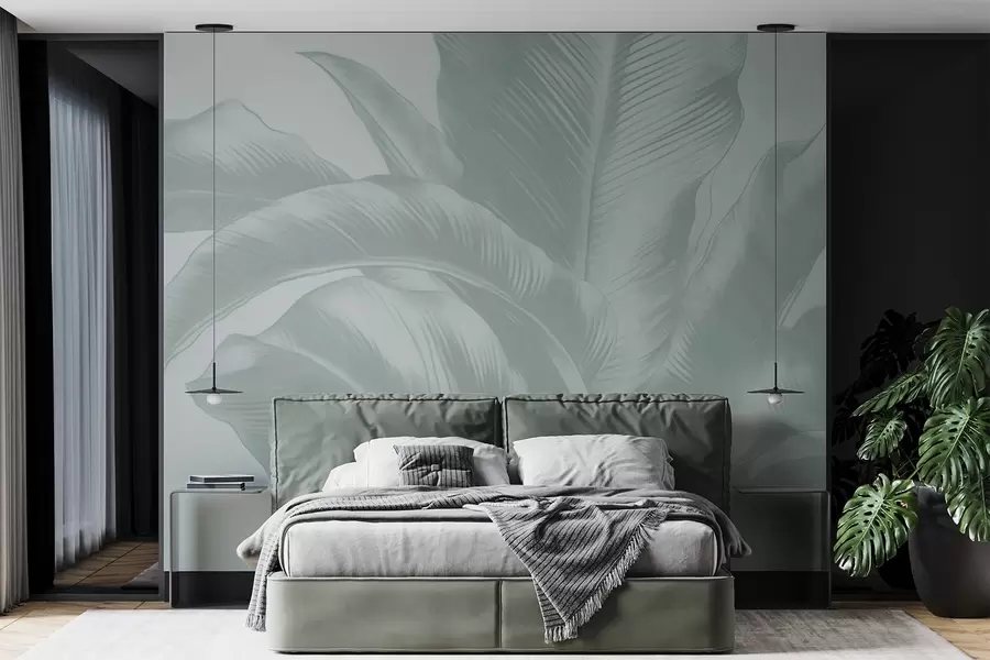 wall murals Дуги листови, листови банане са излизаним ефектом w04827v3