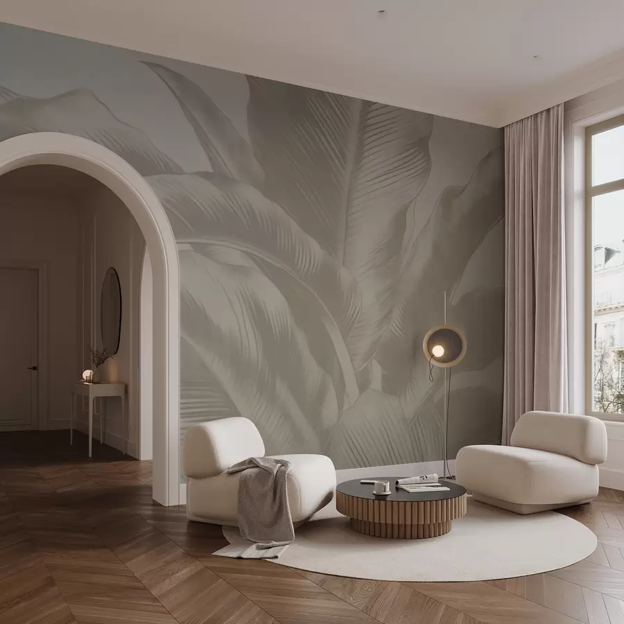 wall murals Дуги листови, листови банане са излизаним ефектом w04827v4