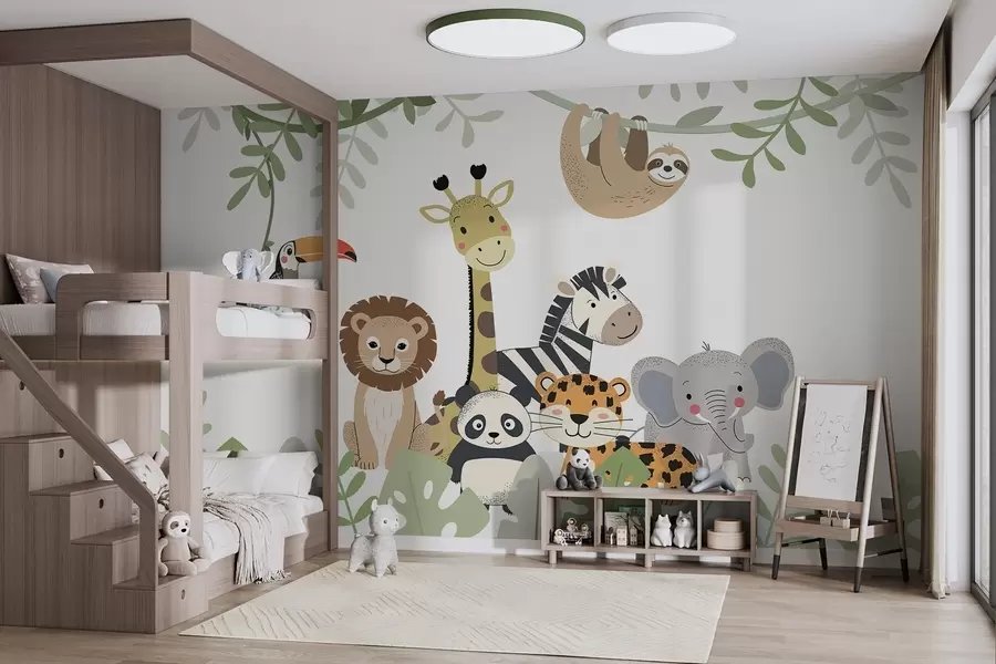 wall murals Бајковита џунгла са животињама w04905