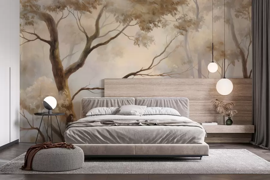wall murals Шума у лаганој јутарњој магли. Деликатна атмосферска слика у стилу уметничког пејзажа w04817