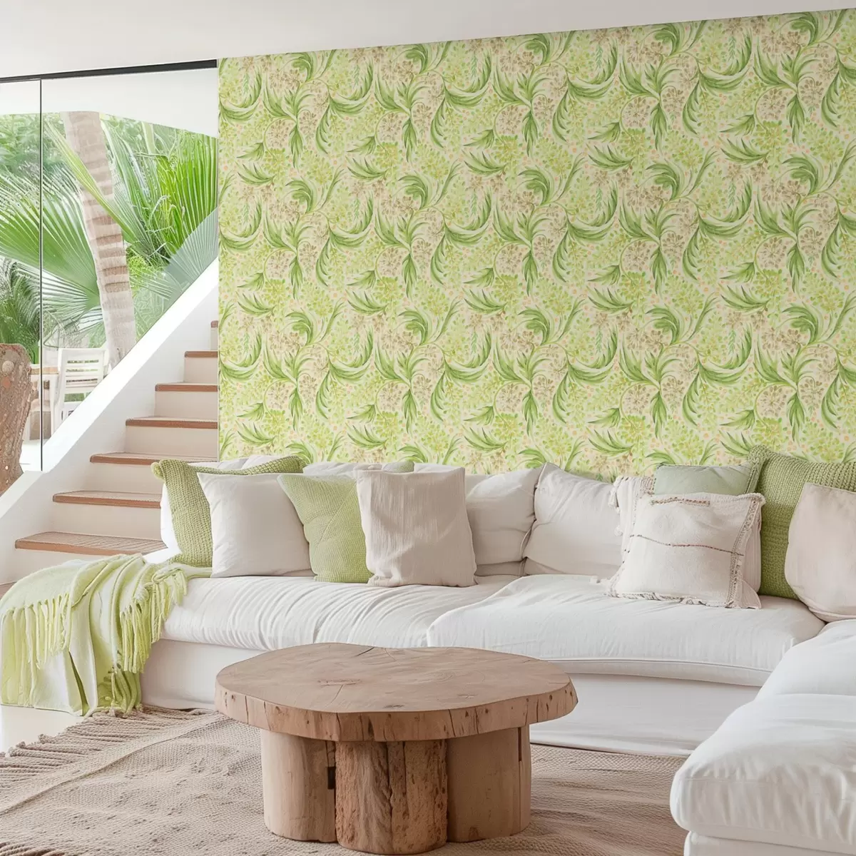 Позадина Светли цветни узорак у нежним зеленим нијансама a00853