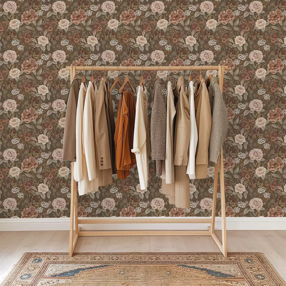 Позадина Топле руже и бобице на смеђој позадини a00868