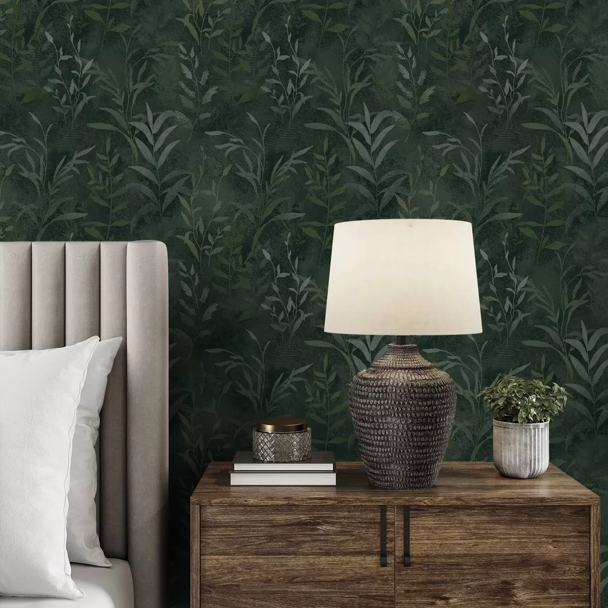 Позадина Тамнозелена позадина са провидним лиснатим гранама a00888