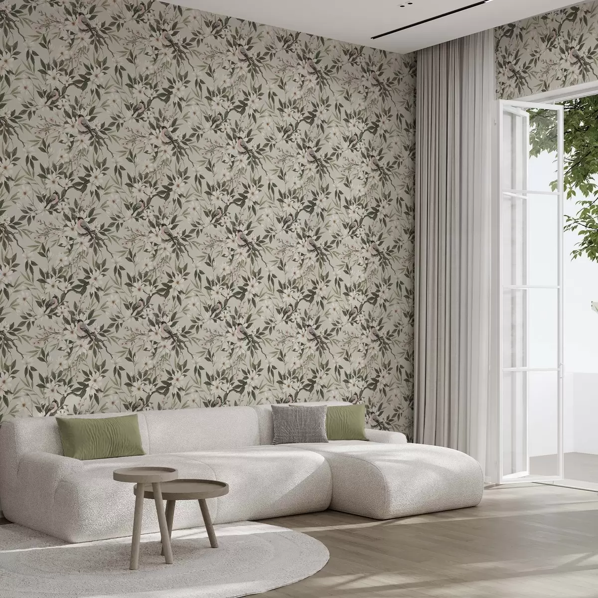 Позадина Зебе са белим грудима на гранама са кремастим цветовима a00889