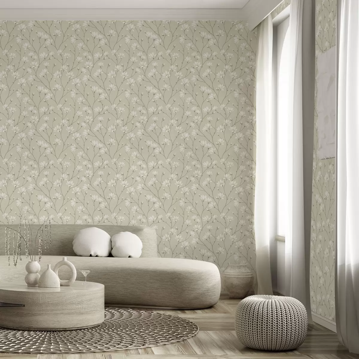 Позадина Светле магнолије на витким беж гранама a00890