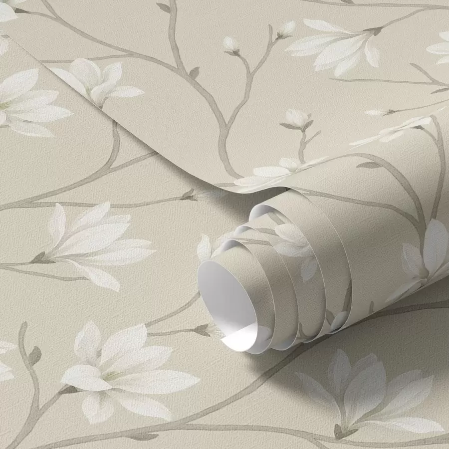 wall murals Светле магнолије на витким беж гранама a00890