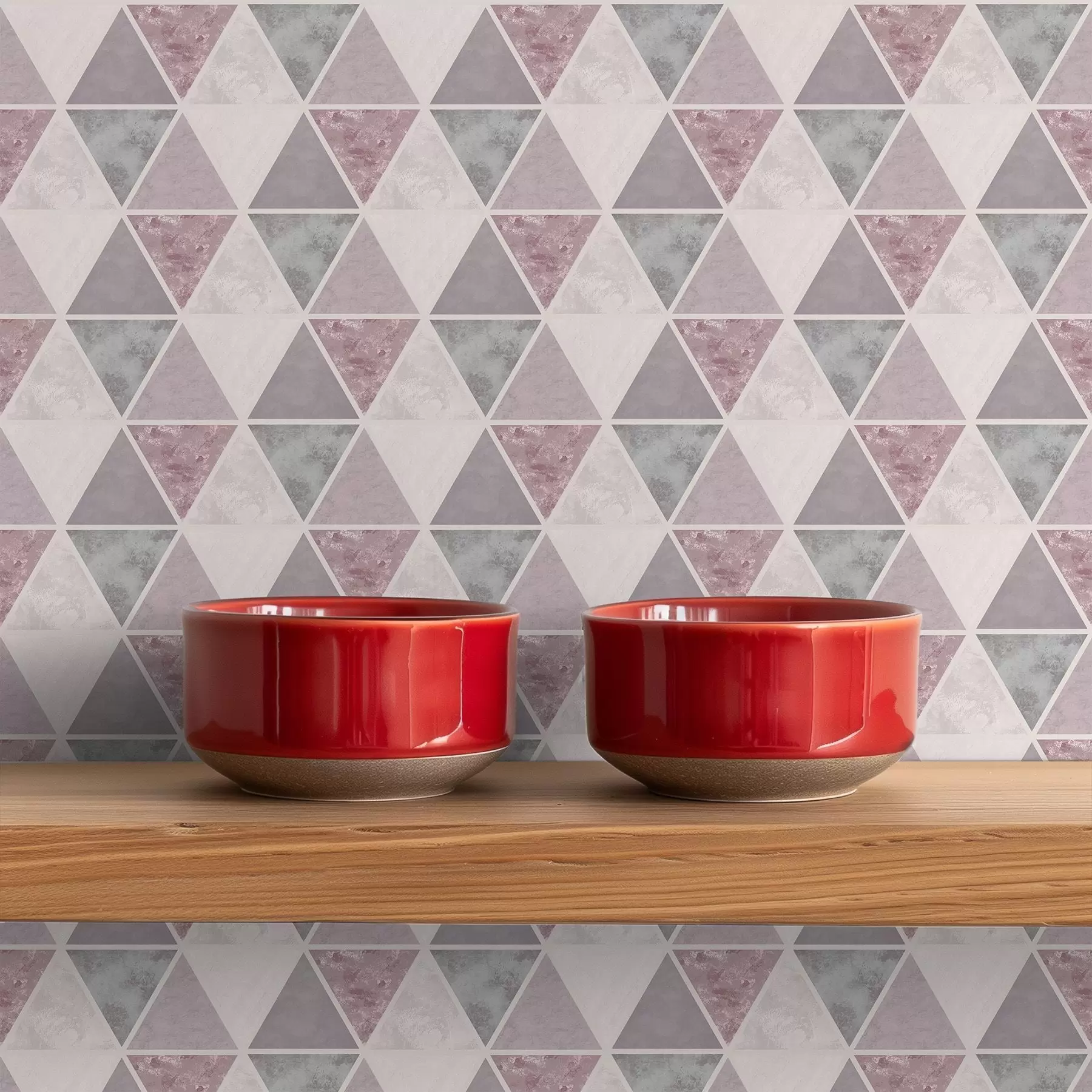 wall murals Меки троуглови у сиво-ружичастим и пудерастим тоновима a00918