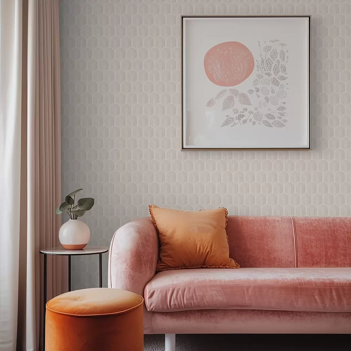 Позадина Низ облика лукова у меким беж пругама, ретро расположење a00923