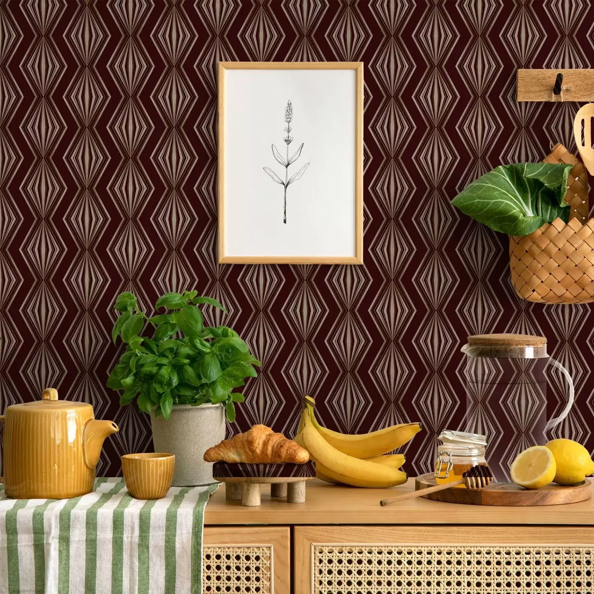 Позадина Дијамантски геометријски узорак на винско-смеђој позадини a00925v1