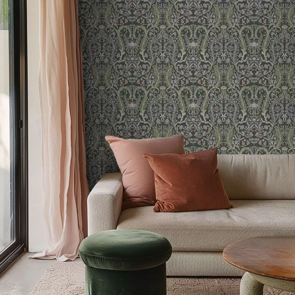 Позадина Симетрични цветни орнамент на тамнозеленој позадини a00928