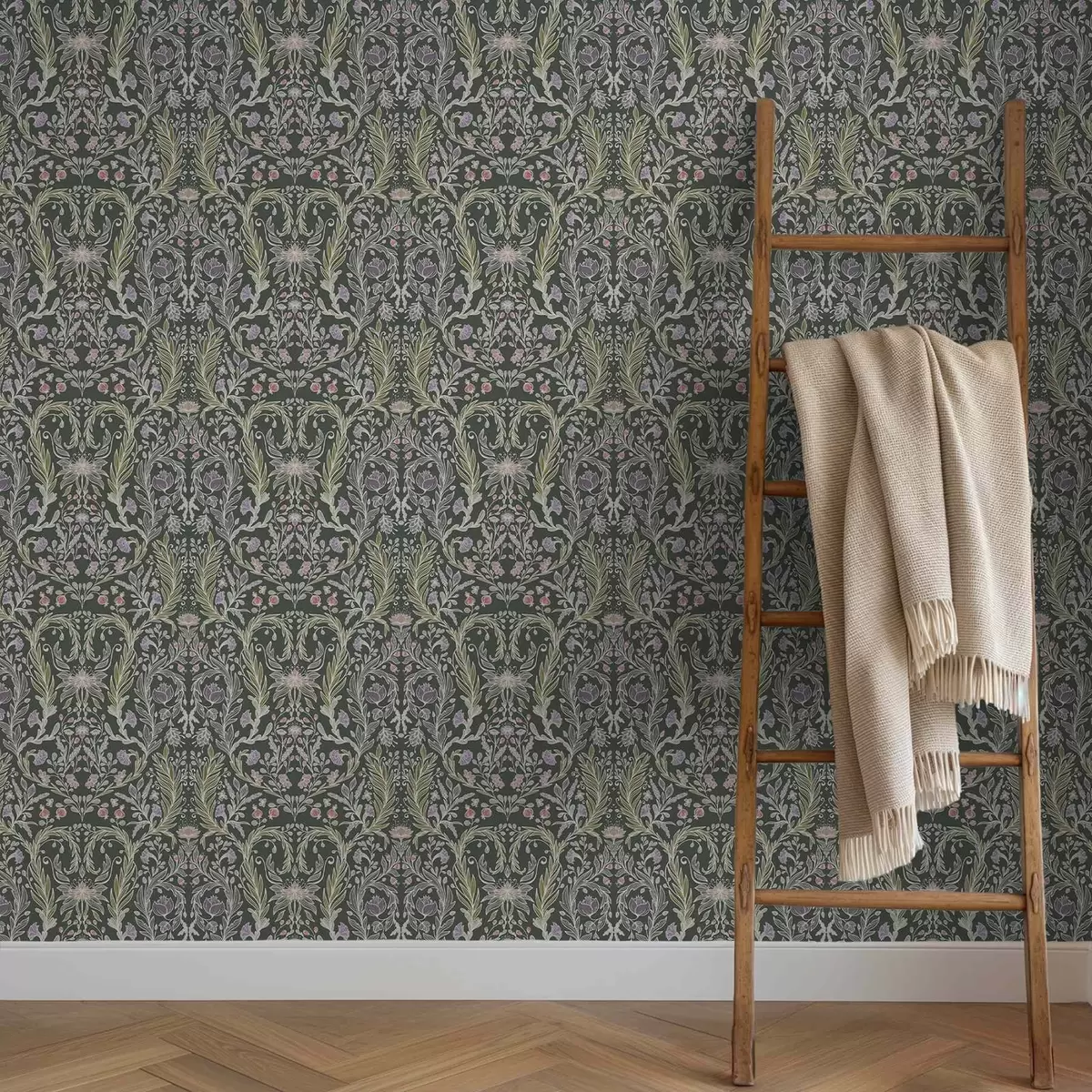 Позадина Симетрични цветни орнамент на тамнозеленој позадини a00928