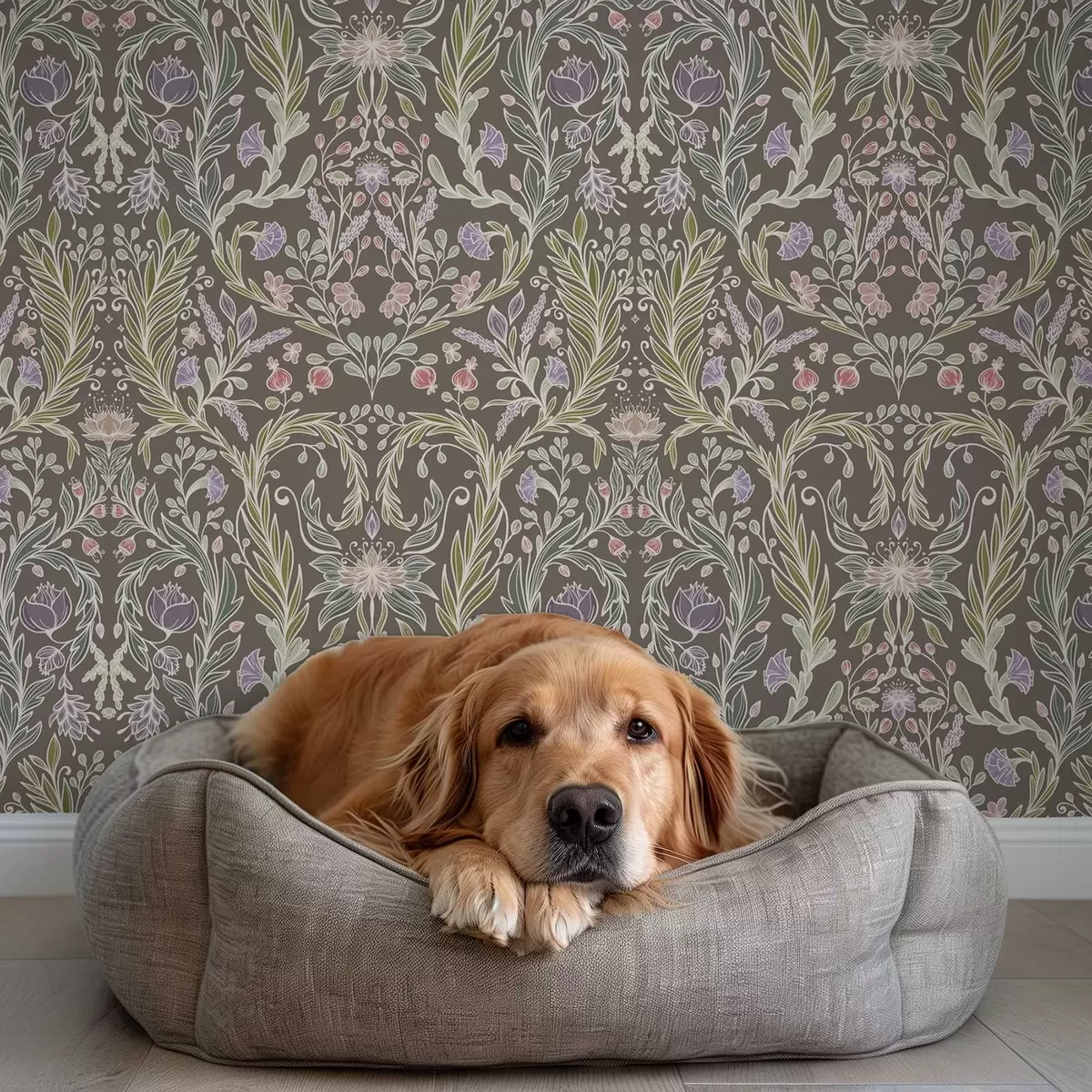 Позадина Симетрични цветови и листови на смеђе-сивој позадини a00928v2