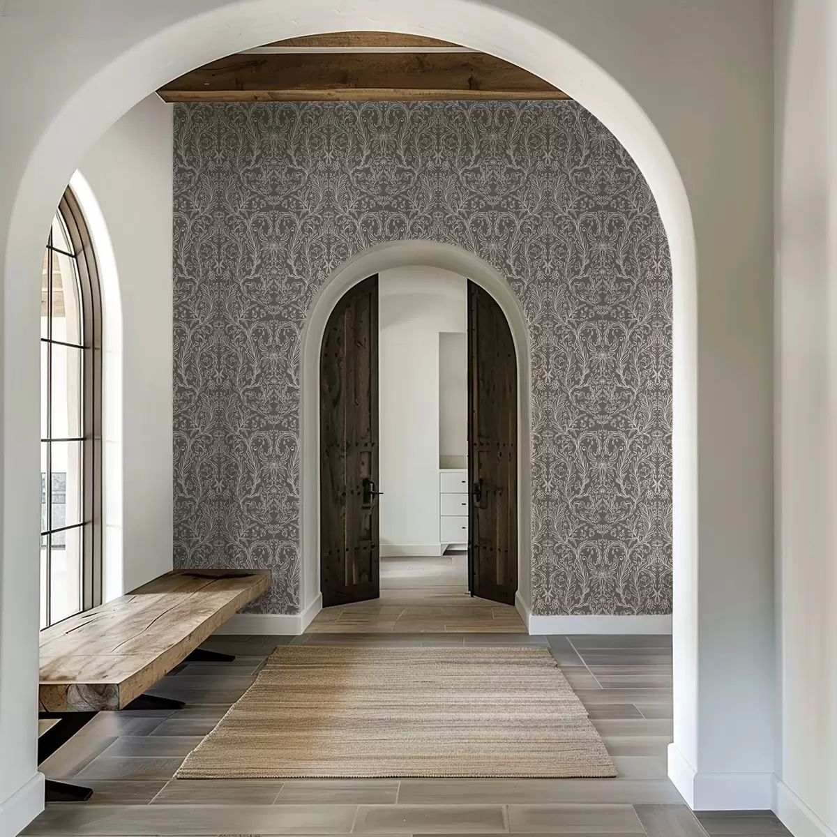 Позадина Монохроматски ботанички узорак на топлој смеђој боји a00929v2