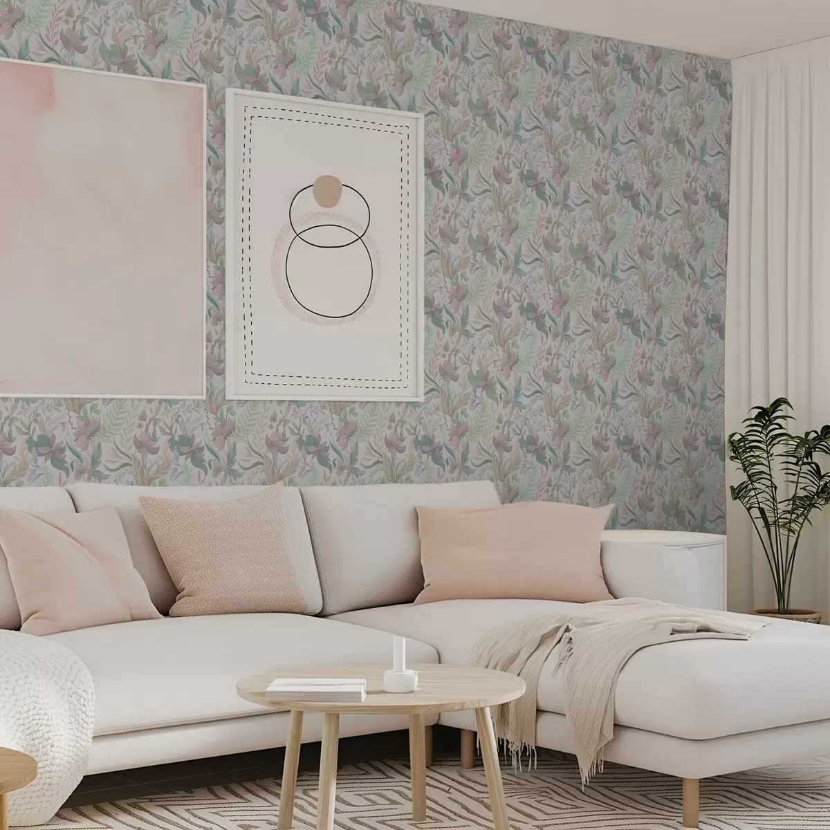 Позадина Нежно пастелно цвеће и лишће на светлој позадини a00931