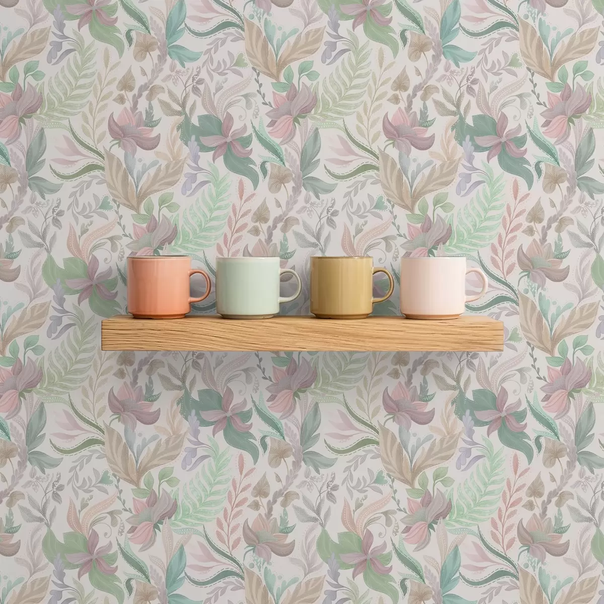 Позадина Нежно пастелно цвеће и лишће на светлој позадини a00931