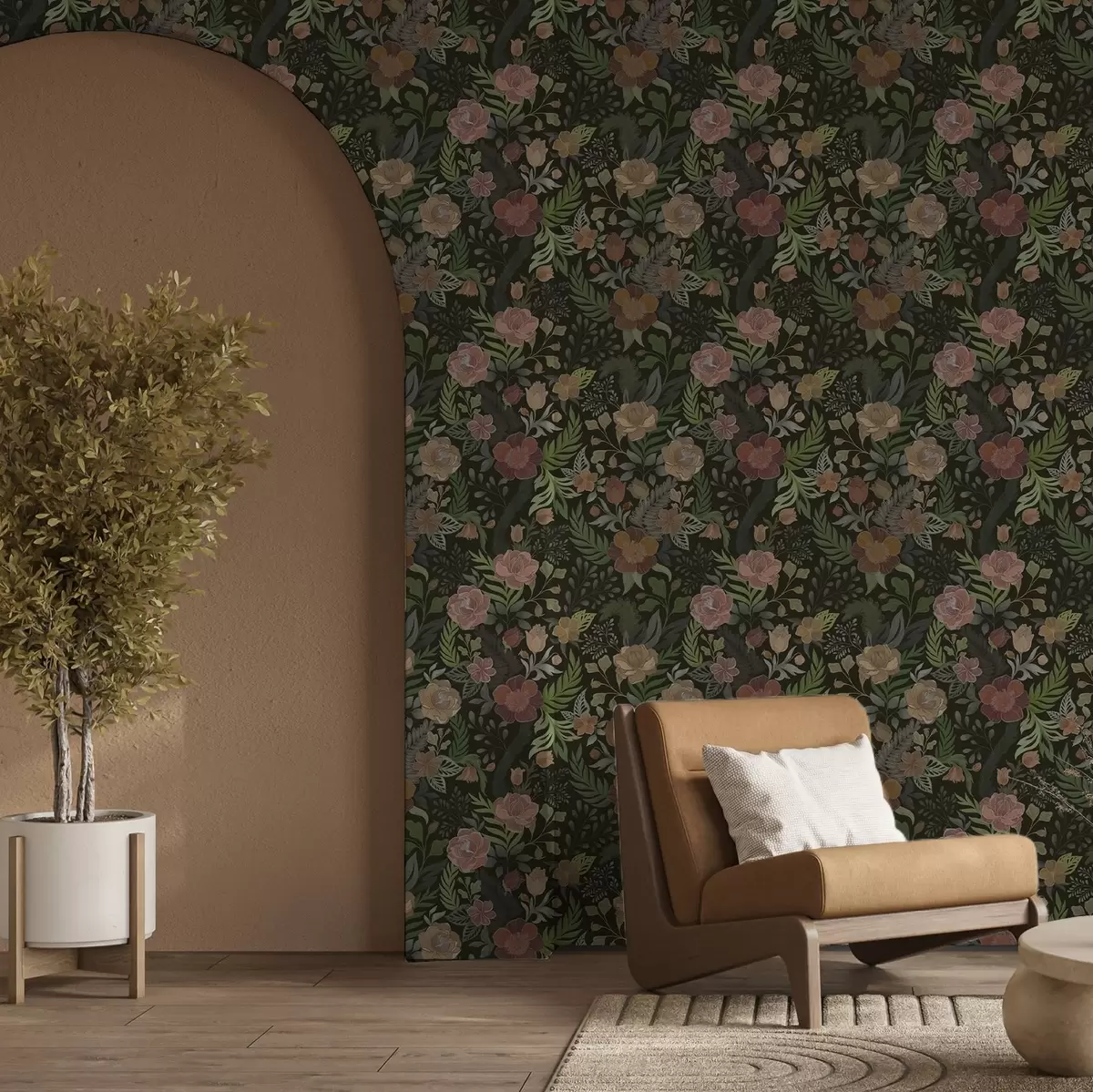 Позадина Богато цвеће и зеленило на дубокој тамној позадини a00932