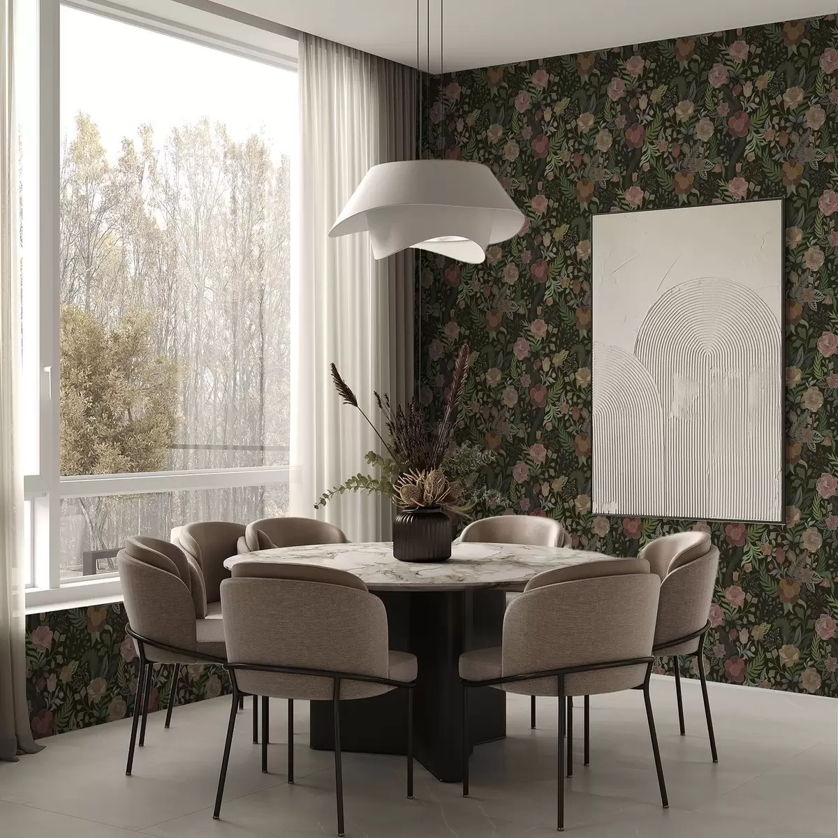 Позадина Богато цвеће и зеленило на дубокој тамној позадини a00932