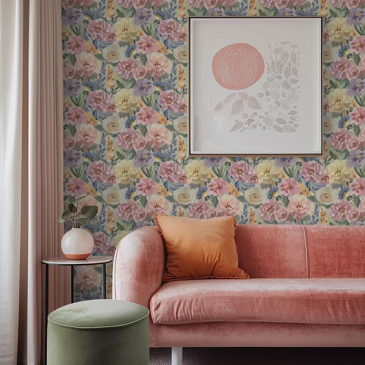 Позадина Пастелно замућено цвеће од четкице, мека палета боја a00954