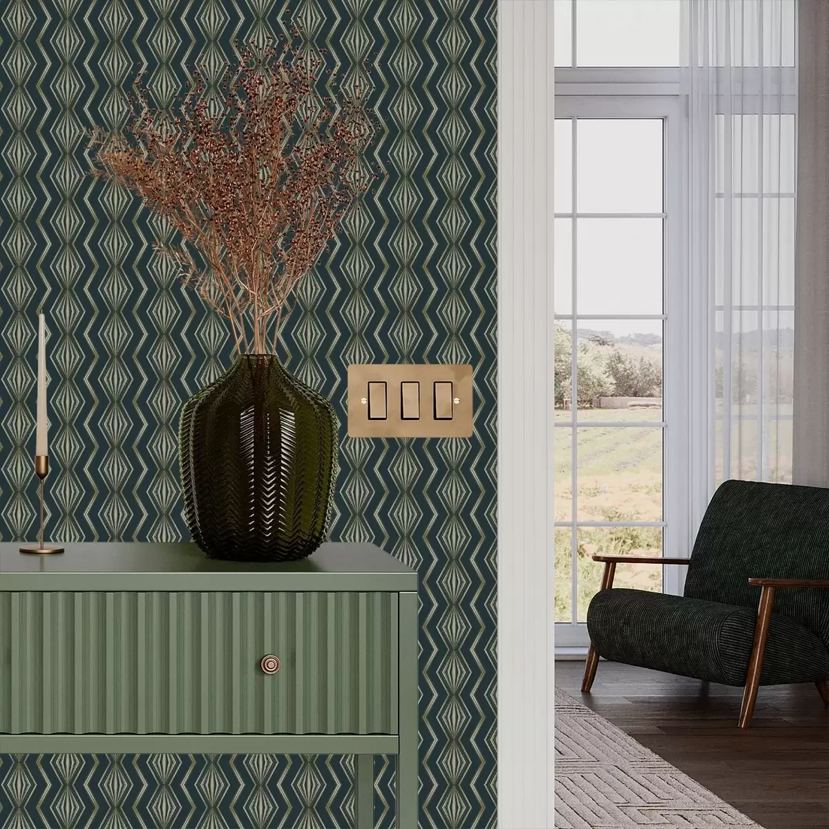 Позадина Тамнозелени дијамантски геометријски узорак a00973v1