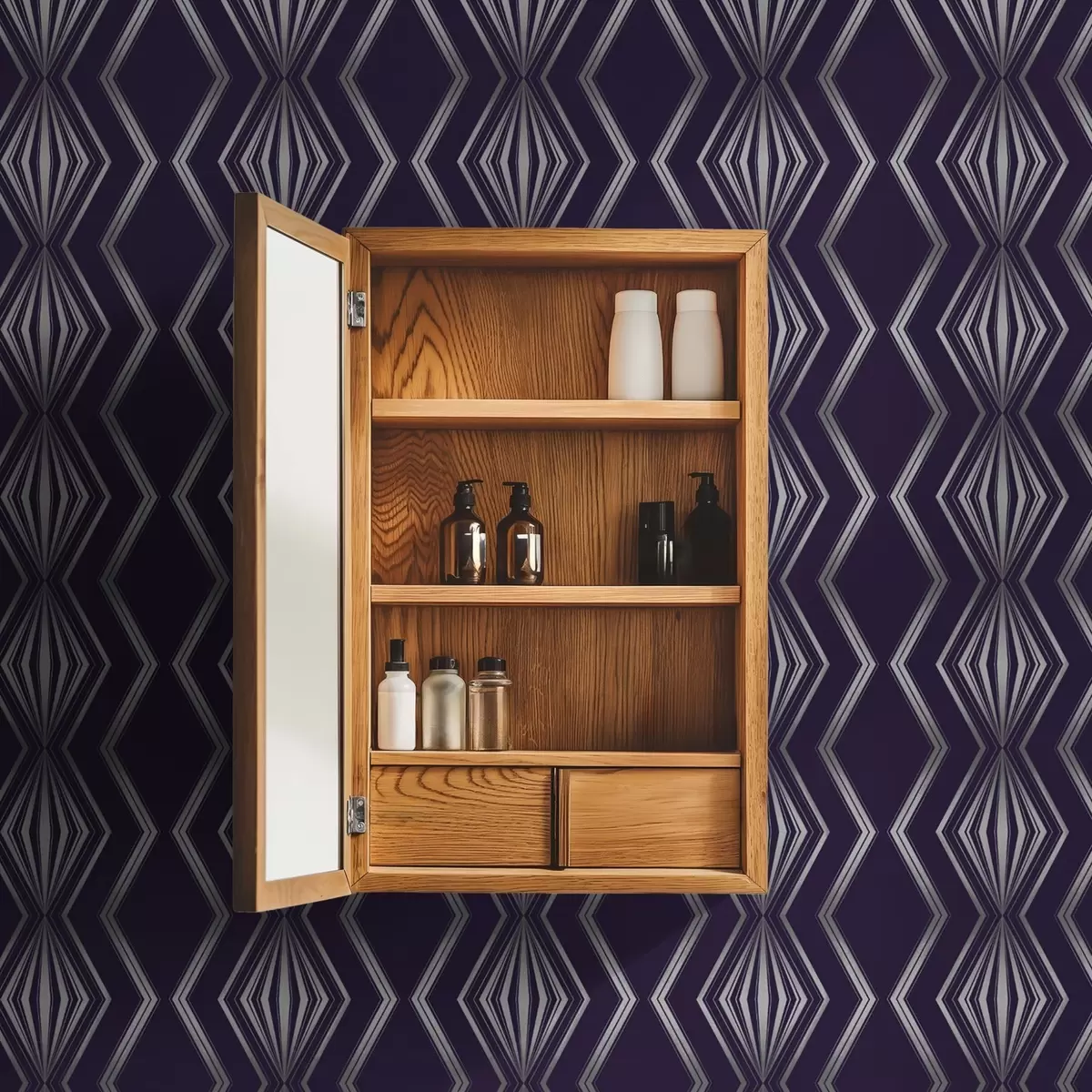 Позадина Богата љубичаста позадина са дијамантима и сивим цик-цак линијама a00974v1