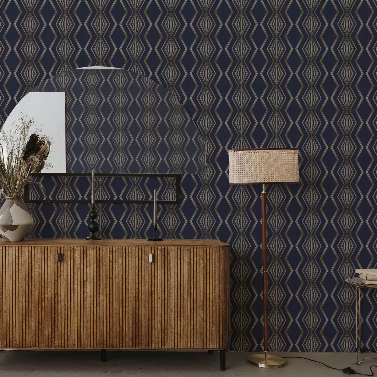 Позадина Тамноплава позадина са геометријским дијамантима и цик-цак линијама a00974v2